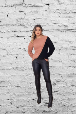 Blusa bicolor diagonal